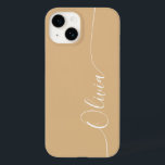 Brown White Elegant Calligraphy Script Name Case-Mate iPhone 14 Case<br><div class="desc">Brown Elegant White Calligraphy Script Custom Personalised Name iPhone 14 Smart Phone Cases features a modern and trendy simple and stylish design with your personalised name in elegant hand written calligraphy script typography on a brown background. Designed by ©Evco Studio www.zazzle.com/store/evcostudio</div>