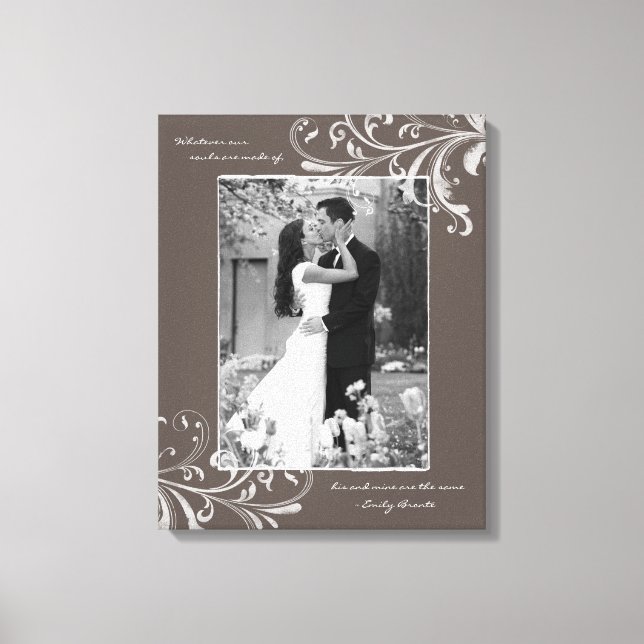 Brown White Floral Portrait Photo Template Picture Canvas Print (Front)