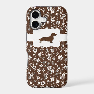 Brown&White Floral w/Dachshund