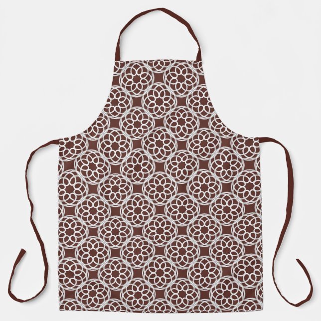 Brown White Geometric Seamless Pattern Apron (Front)