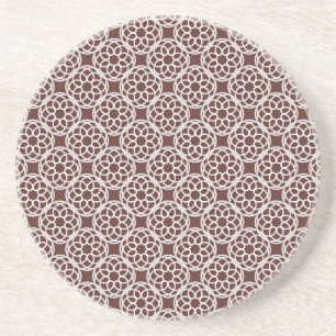 Brown White Geometric Seamless Pattern Coaster