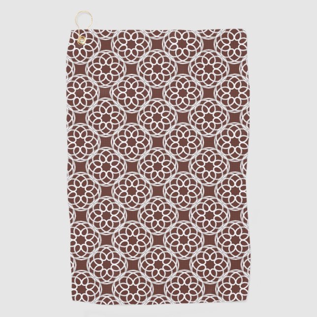 Brown White Geometric Seamless Pattern Golf Towel (Front)