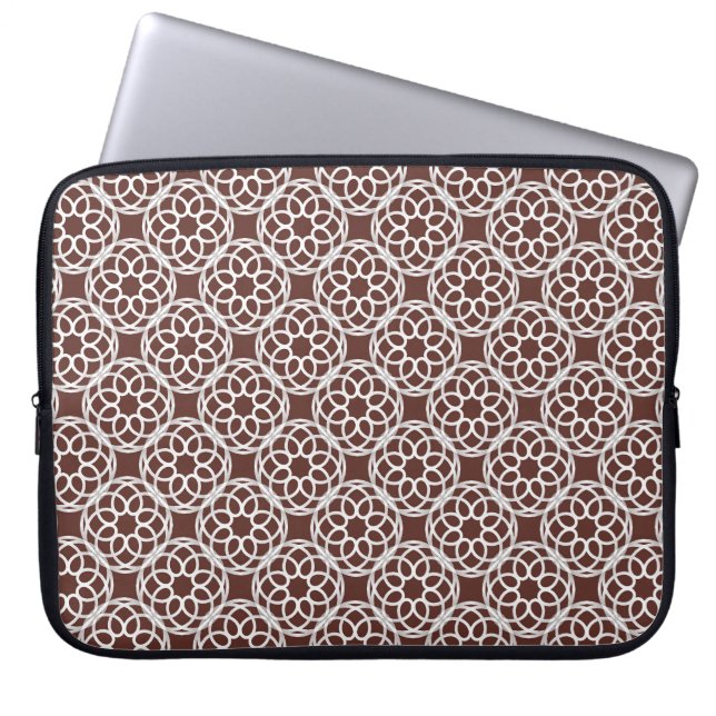 Brown White Geometric Seamless Pattern Laptop Sleeve (Front)
