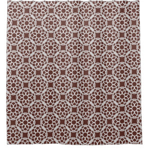 Brown White Geometric Seamless Pattern Shower Curtain