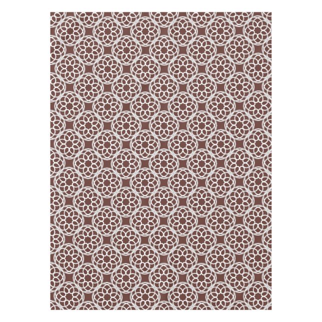 Brown White Geometric Seamless Pattern Tablecloth (Front)