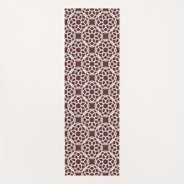 Brown White Geometric Seamless Pattern Yoga Mat (Front)