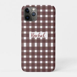 Brown White Gingham Personalised Case-Mate iPhone Case