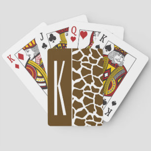 Brown & White Giraffe Animal Print Playing Cards