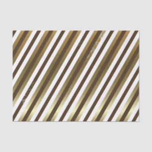 Brown, White, Gold Diagonal Stripe Tissue Paper