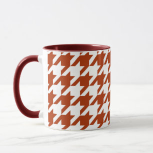 Brown White Houndstooth Plaid Design Mug