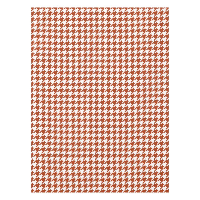 Brown White Houndstooth Plaid Design  Tablecloth (Front)