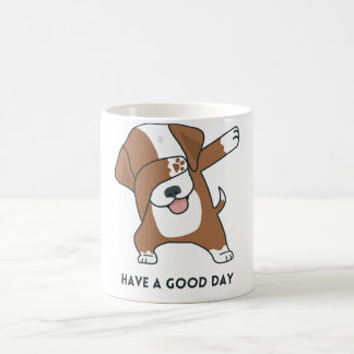 Brown White Illustrated Dog Have a Good Day Mug