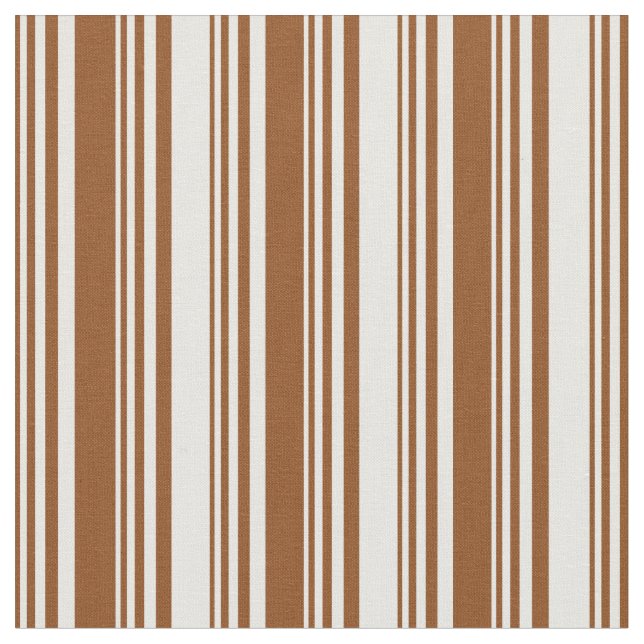 Brown & White Lines/Stripes Pattern Fabric (Close Up)