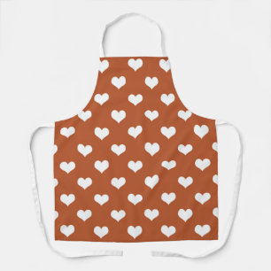 Brown White Love Heart Pattern Design  Apron