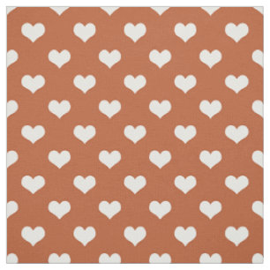 Brown White Love Heart Pattern Design  Fabric