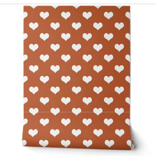 Brown White Love Heart Pattern Design Wallpaper