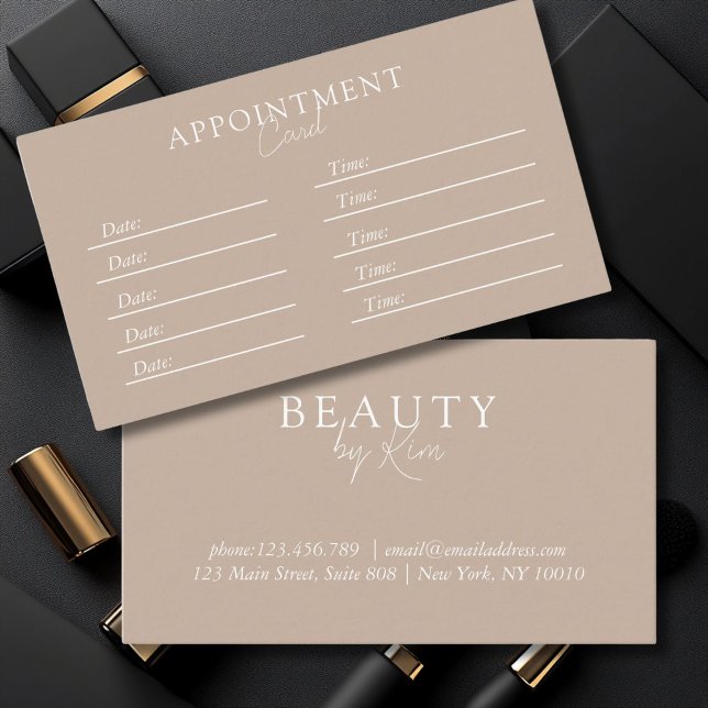 Brown & White, Minimal Elegant, Salon Appointment Card (Brown & White, Minimal Elegant, Salon Appointment Card)