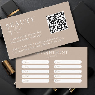Brown & White, Minimal, Elegant, Salon Appointment Card