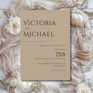Brown & White Modern Customised Wedding Invitation