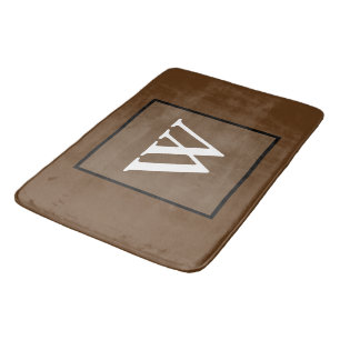 Brown White Monogram Bath Mat