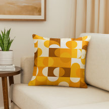 Brown White Orange Yellow Half Circles Pattern