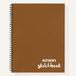 Brown White Personalised Sketchbook Your Name Notebook