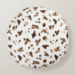 Brown White Pink Bow Cowgirl Hat Round Cushion