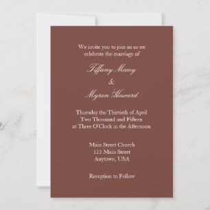 Brown White Plain Simple Wedding Invitation