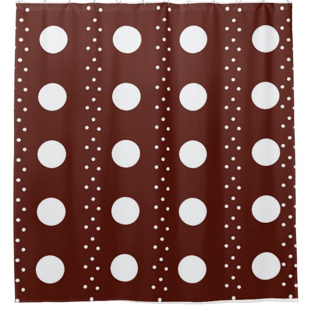 Brown & White Polka Dot Shower Curtain – Rustic Mo (Front)