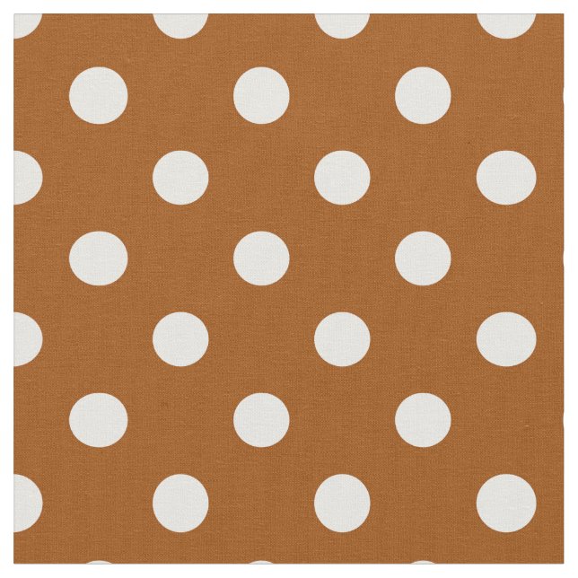 Brown White Polka Dots Textile Fabric (Close Up)