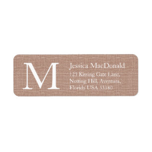 Brown white rustic faux fabric reply labels