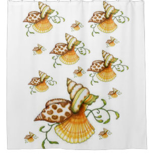 brown white shells sea showercurtain ocean shower curtain