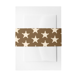 Brown White Sheriff Cowboy Stars Rustic Farmer Invitation Belly Band