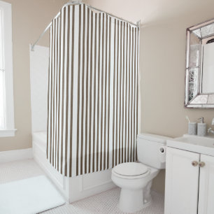 Brown & White Stripe Shower Curtain