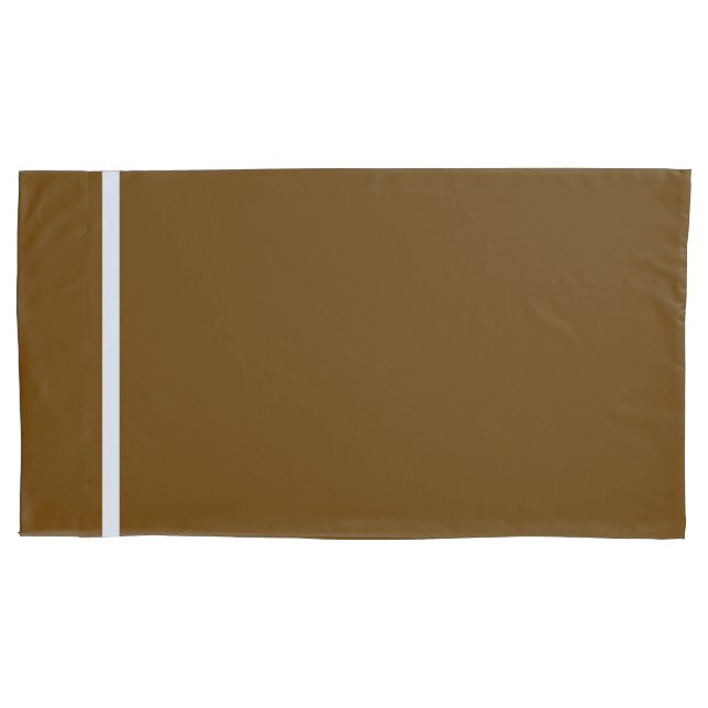 Brown +  White Stripe Trim  Pillowcase (Front-Left)