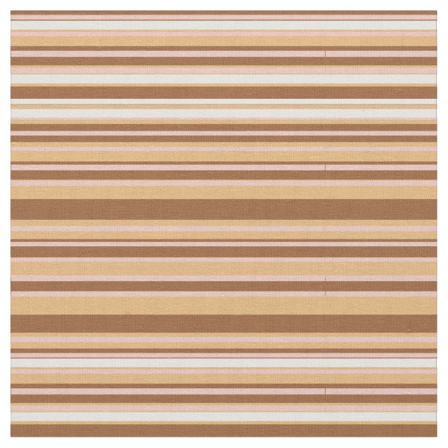 Brown White Stripes Fabric (Close Up)