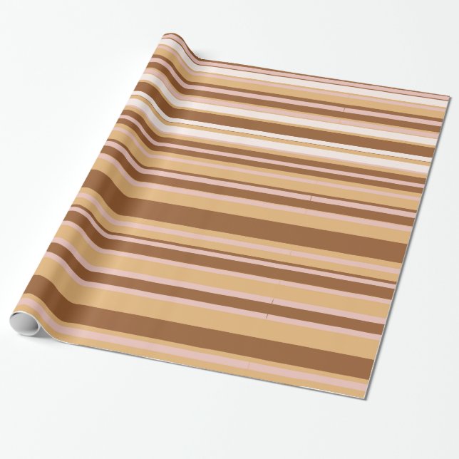 Brown White Stripes  Wrapping Paper (Unrolled)
