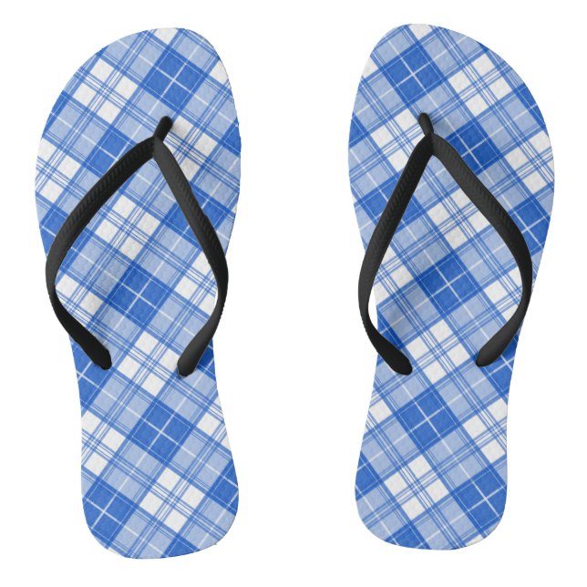 Brown White Tartan Pattern yxm0uat9 Jandals (Footbed)