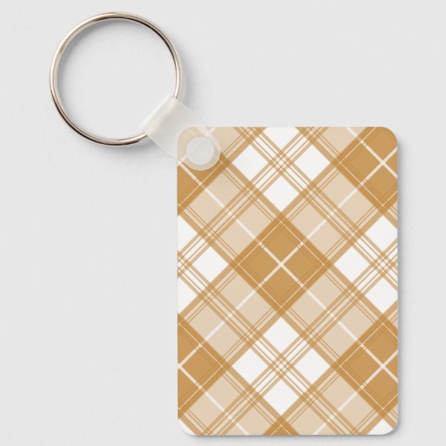 Brown White Tartan Pattern yxm0uat9 Key Ring (Front)
