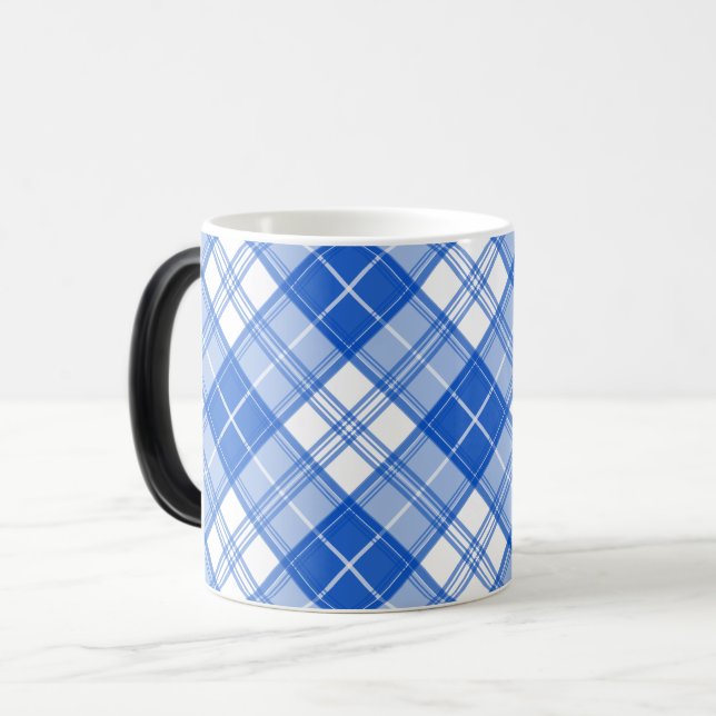 Brown White Tartan Pattern yxm0uat9 Magic Mug (Front Left)