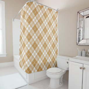 Brown White Tartan Pattern yxm0uat9 Shower Curtain