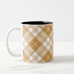 Brown White Tartan Pattern yxm0uat9 Two-Tone Coffee Mug