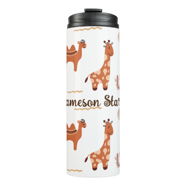 Brown White Toy Animal Cactus Camel Llama Thermal Tumbler (Front)
