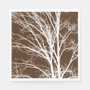 Brown White Tree Branches Napkin