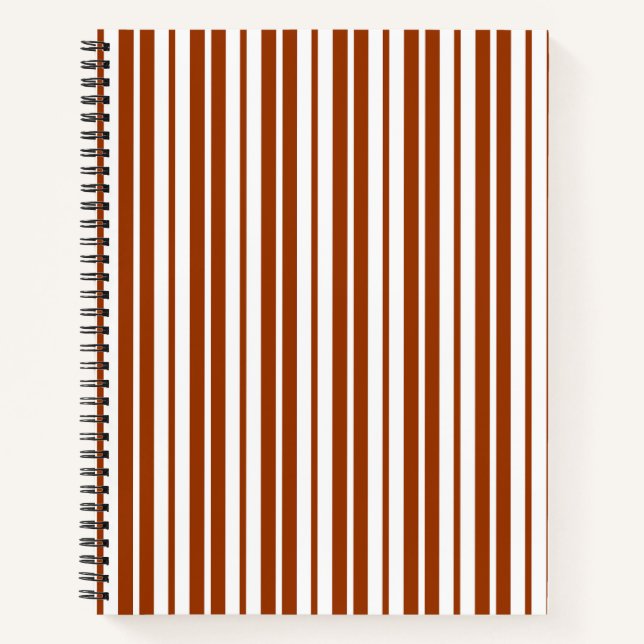 Brown White Vertical Stripes Pattern Notebook (Front)
