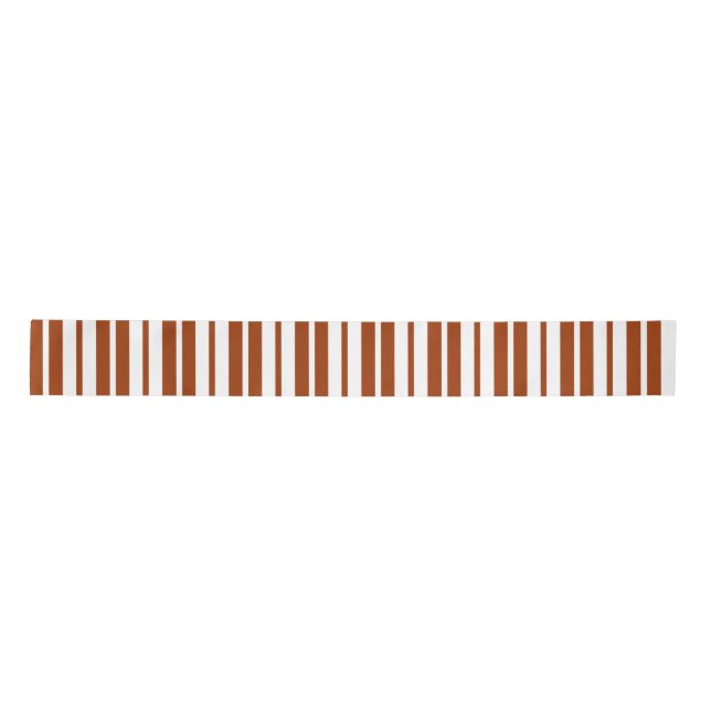 Brown White Vertical Stripes Pattern Satin Ribbon (Front)