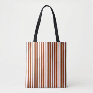 Brown White Vertical Stripes Pattern Tote Bag