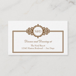 Brown white Victorian wedding reception enclosure Card