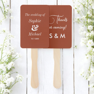 Brown White Wedding Ceremony Fans