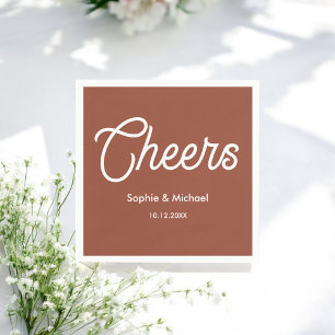 Brown White Wedding Terracotta  Napkin